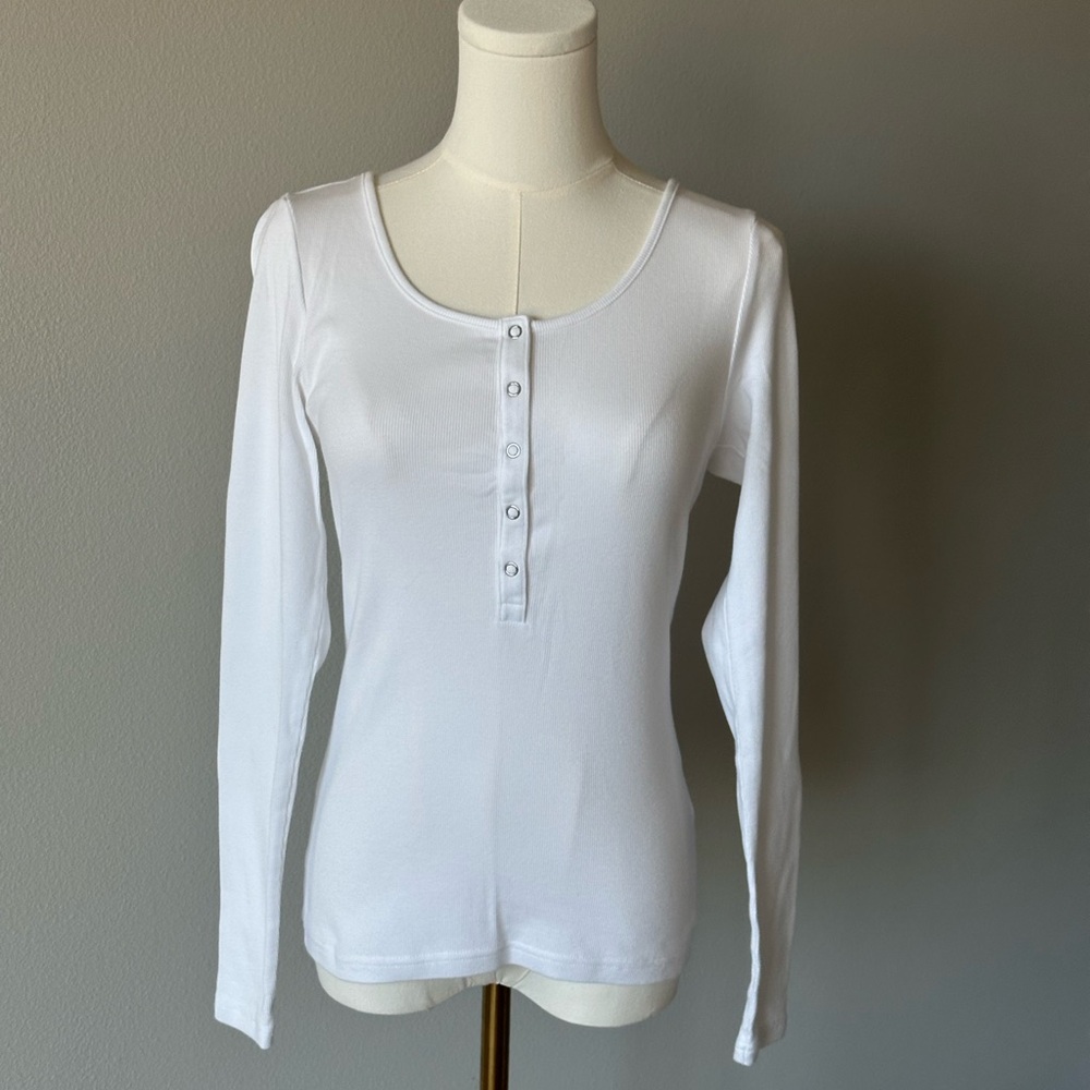 Everyday Old Navy White Long Sleeve Cotton Top - SP